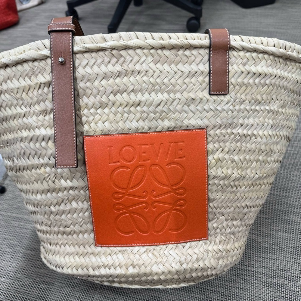 Loewe Tan and Orange Woven Tote